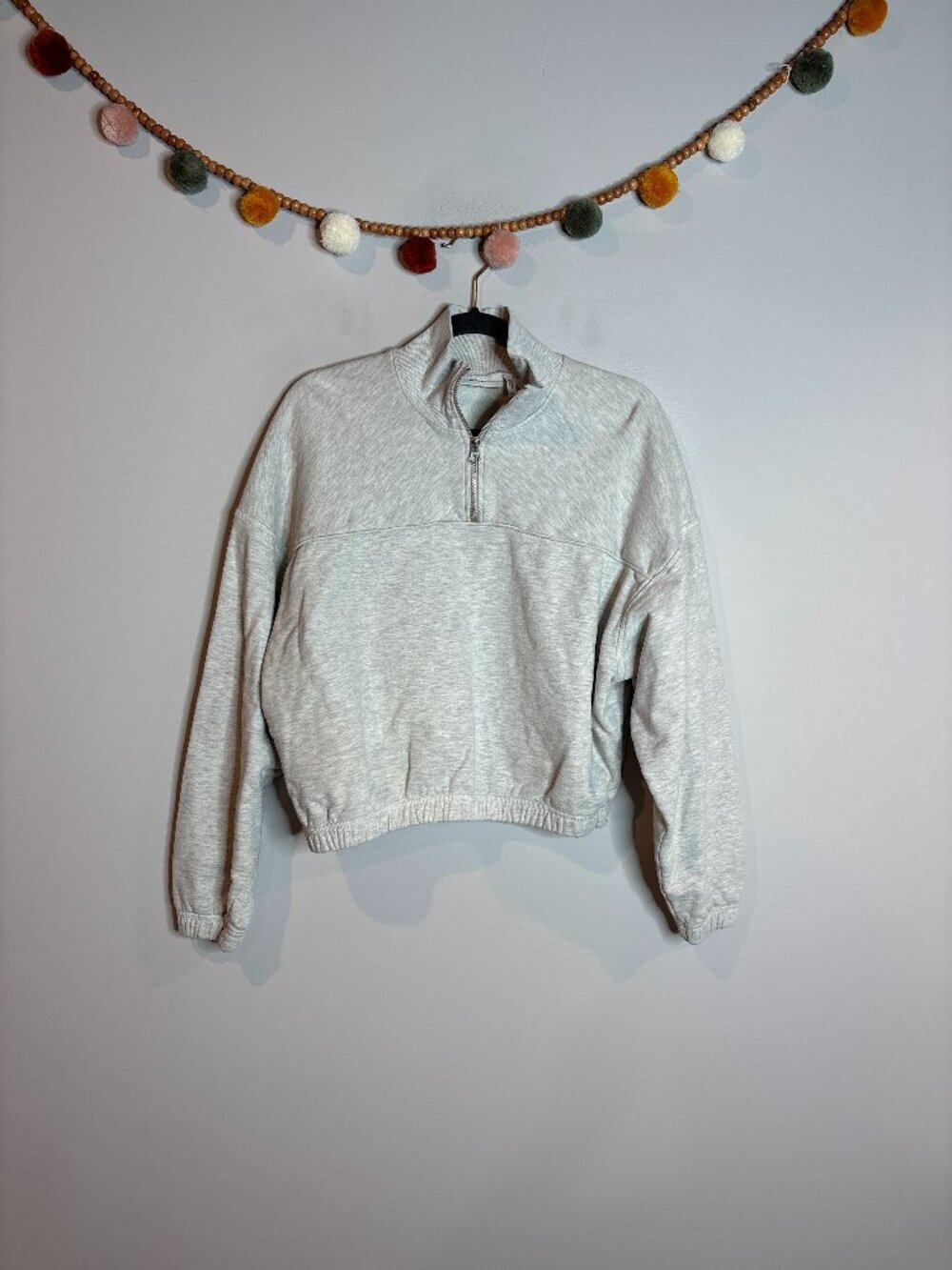 Weekday Lou Zip Front Sweatshirt Heathered Grey